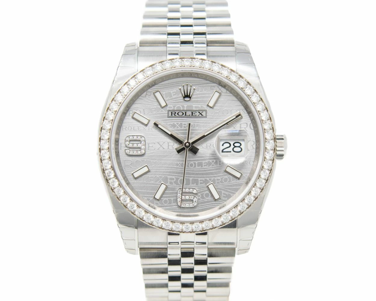 Buy Genuine Used Rolex Datejust 36 116244 Watch Rhodium Waves Dial SKU 4574