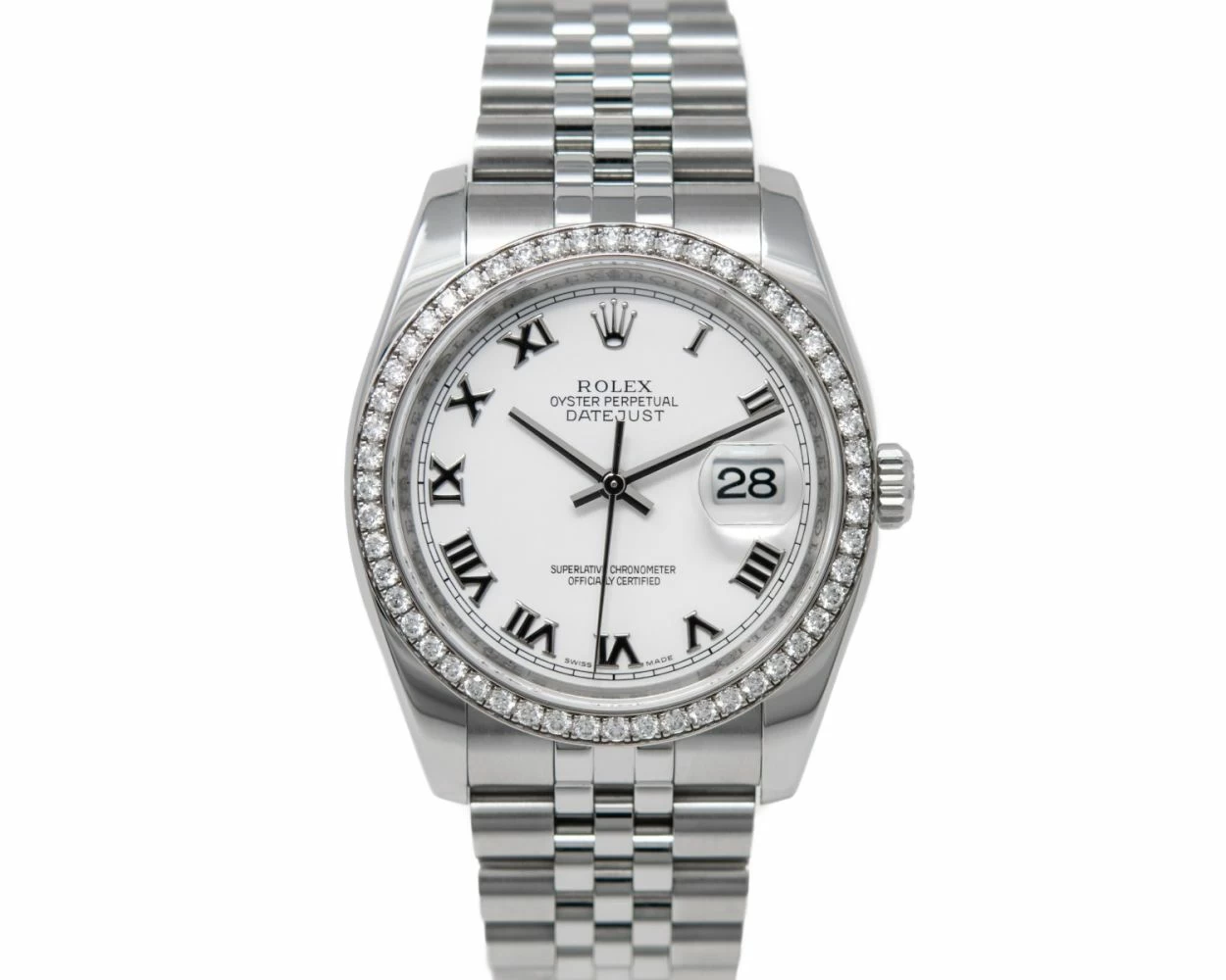 Rolex datejust 36 white gold diamond bezel hot sale