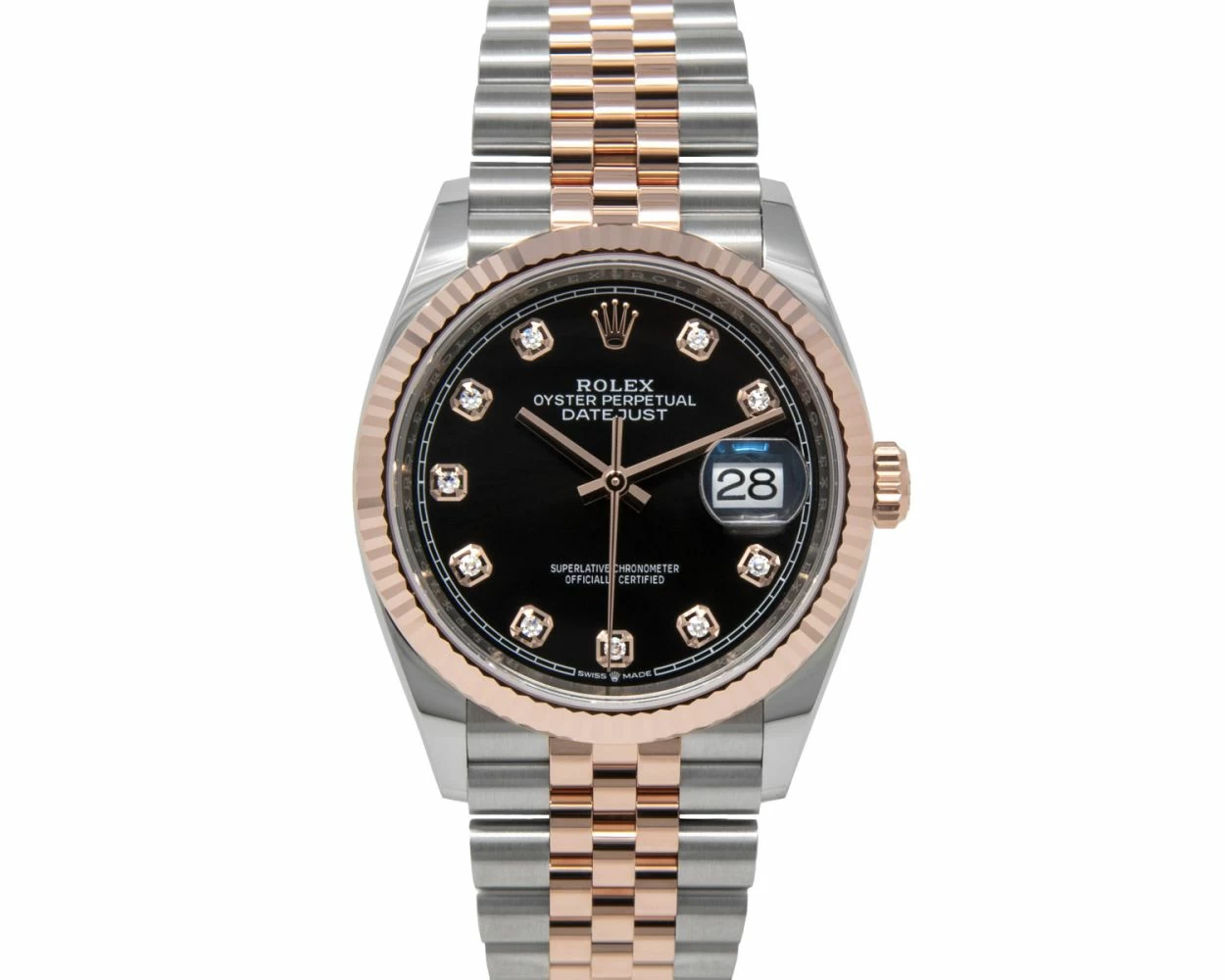 Rolex datejust rose gold black dial hot sale