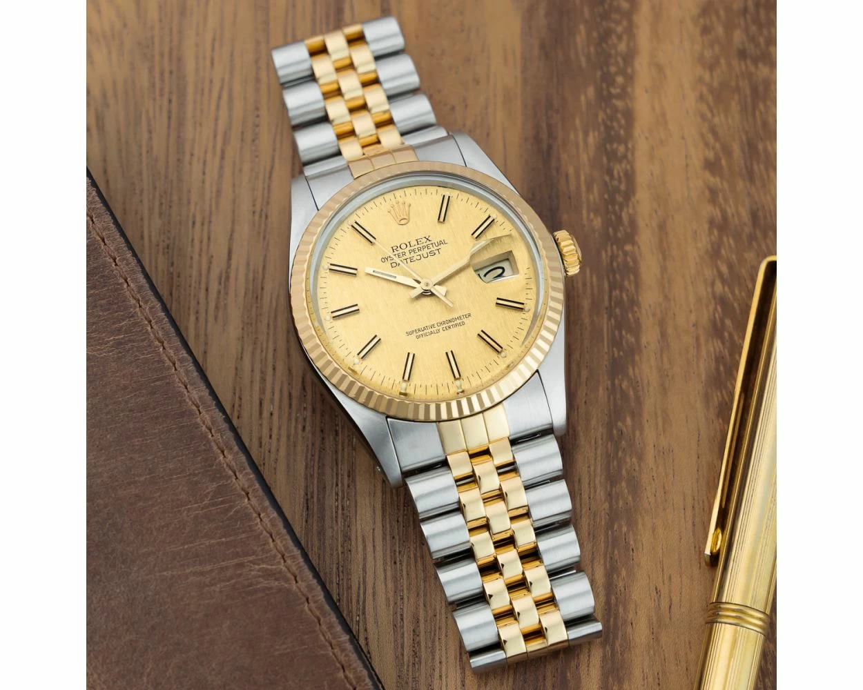 Buy Genuine Used Rolex Datejust 36 16013 Watch Champagne Linen