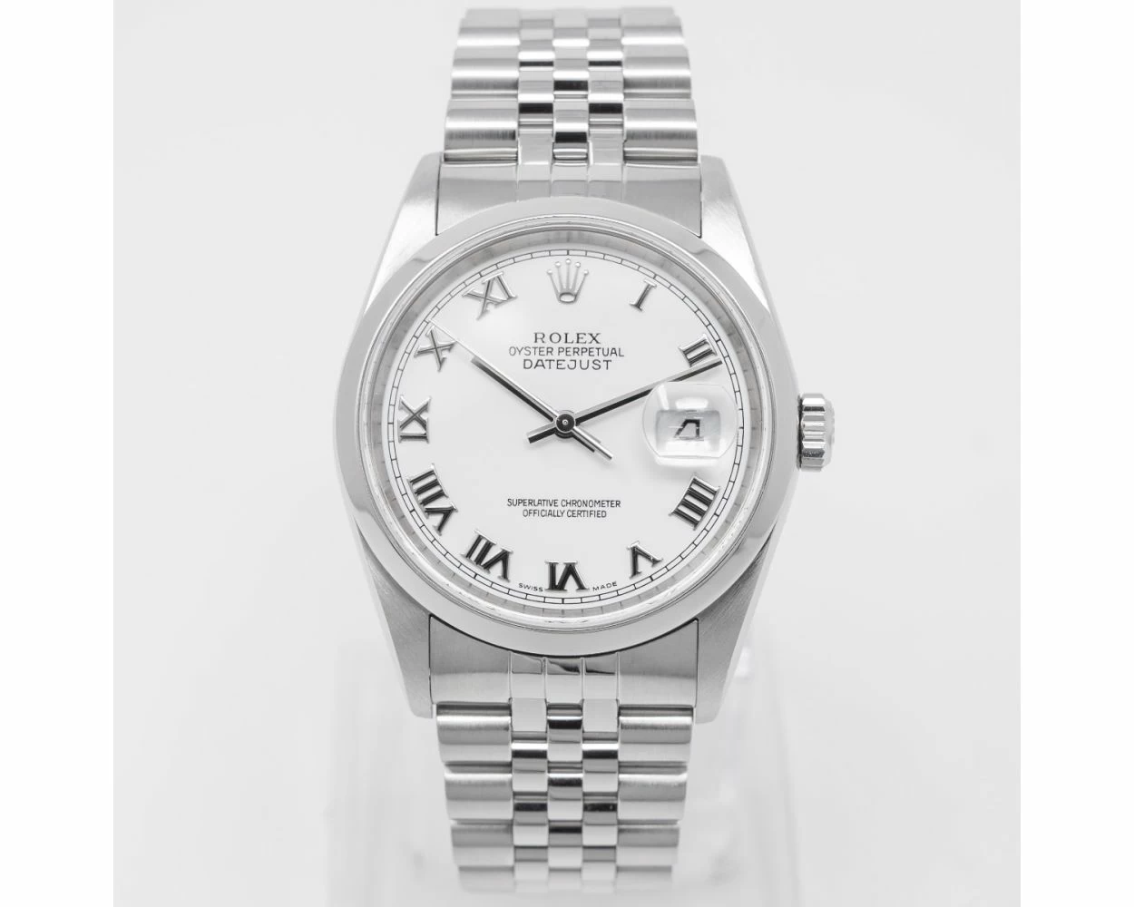 Rolex datejust white dial roman numerals hot sale