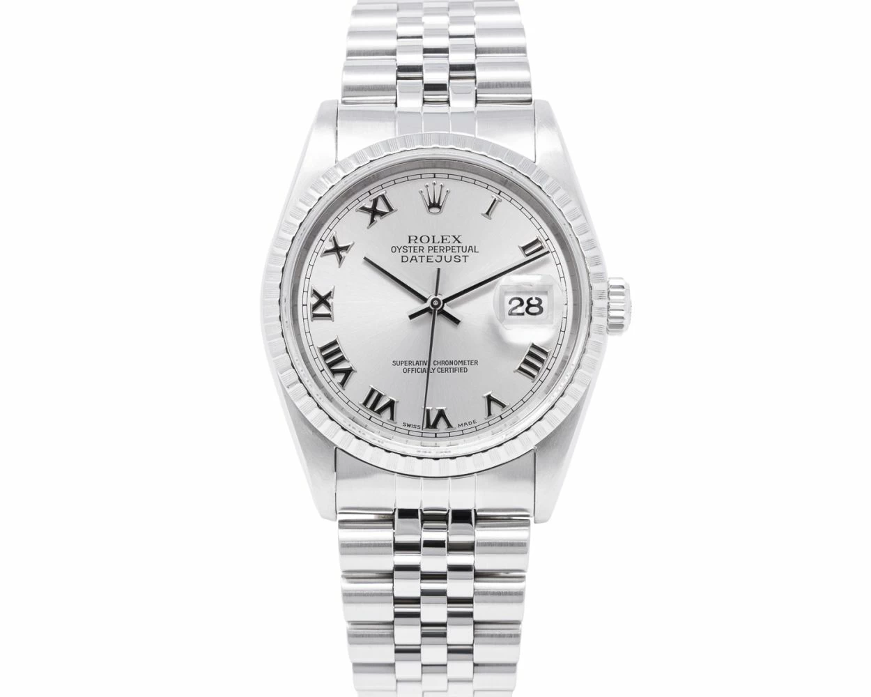 Rolex datejust top silver roman dial