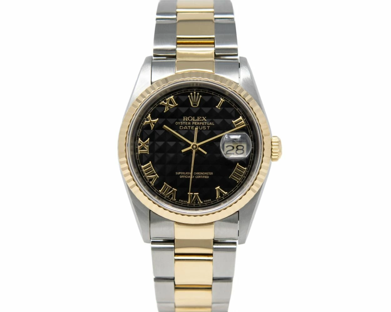 Rolex datejust 36 black dial roman numerals hot sale