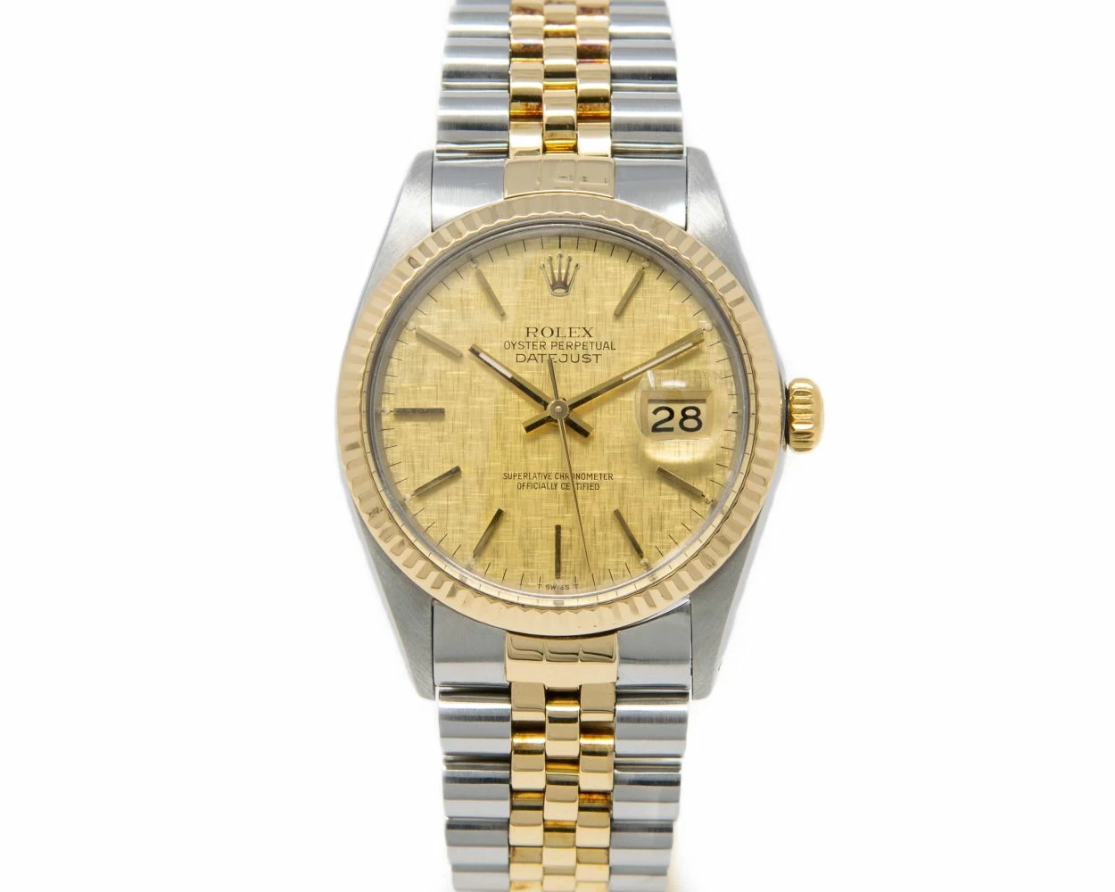 Buy Genuine Used Rolex Datejust 36 16013 Watch Champagne Linen Dial SKU 550