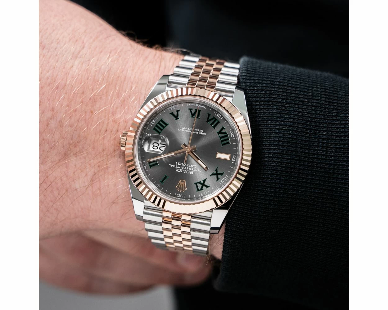Rolex datejust 41 jubilee rose gold best sale