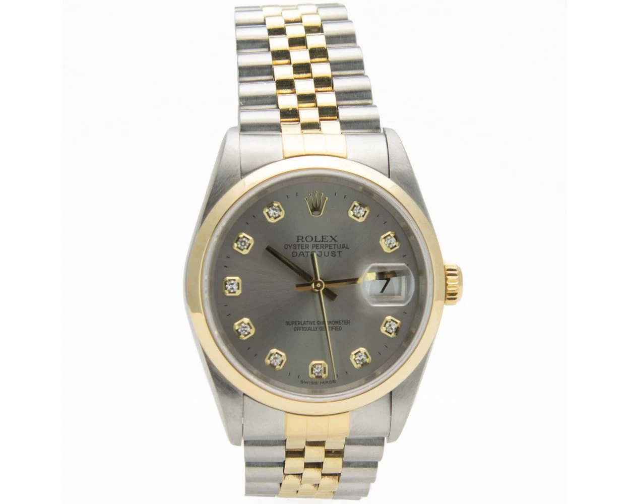 Rolex Datejust 36 Slate Diamond Dial Steel Gold 16203