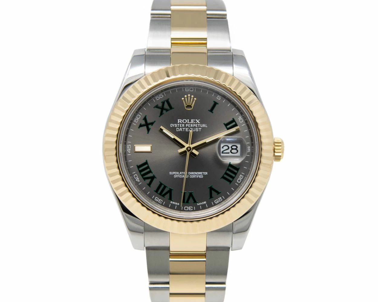 Rolex Datejust II 116333 Steel & Gold Grey Green Dial