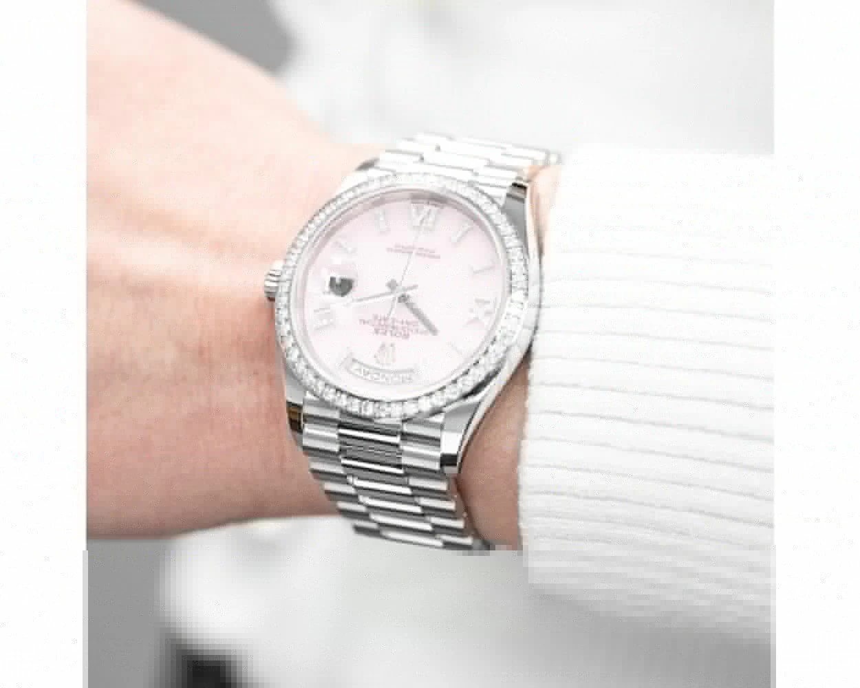 Buy Genuine Used Rolex Day Date 36 128349RBR Watch Pink Opal Dial SKU 6038