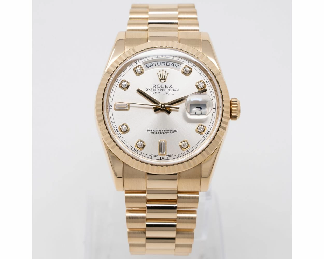 Buy Genuine Used Rolex Day Date 36 118238 Watch Silver Dial SKU 9722