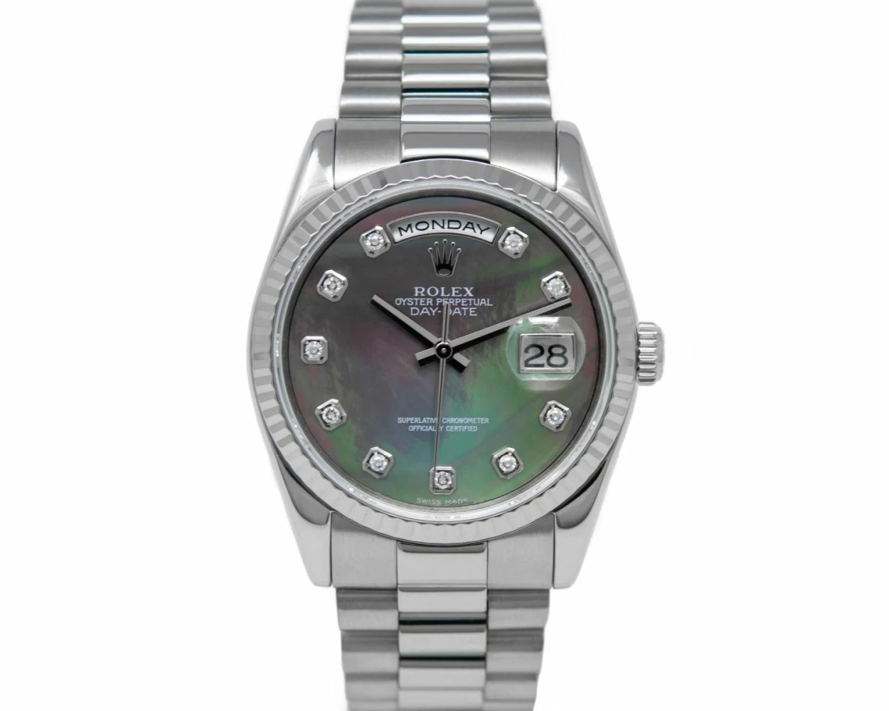 Rolex day date mother of pearl dial top