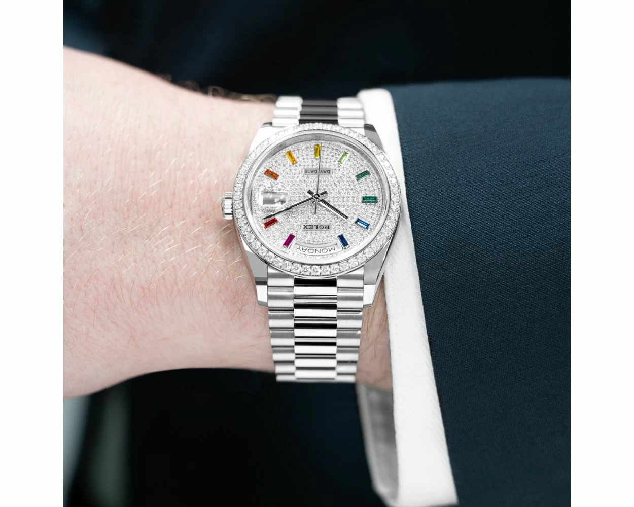 Buy Genuine Used Rolex Day-Date 36 128349RBR Watch - Pave Buy Genuine Used Rolex Day-Date 36 128349RBR Watch - Pave