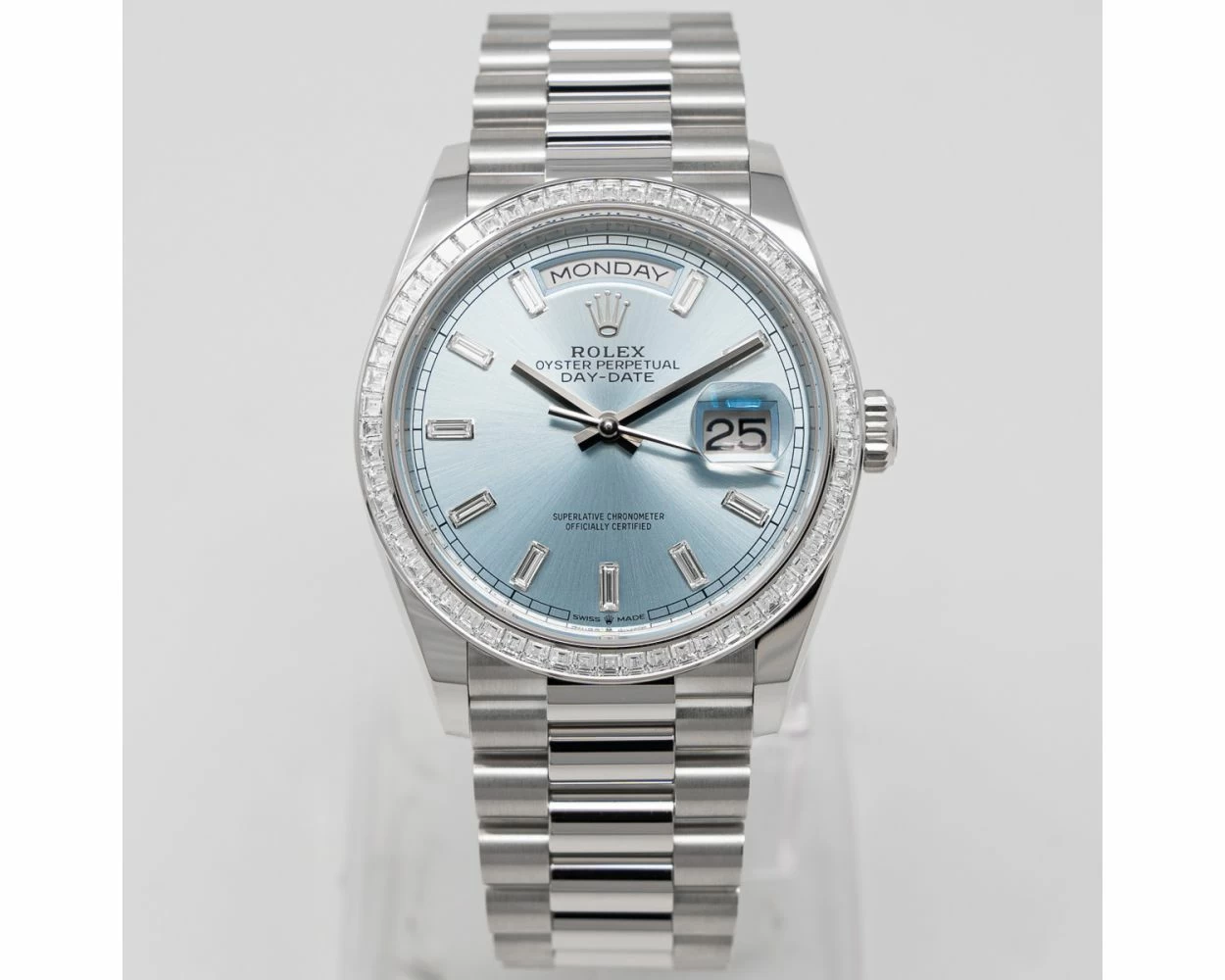 Rolex day date ice blue dial deals