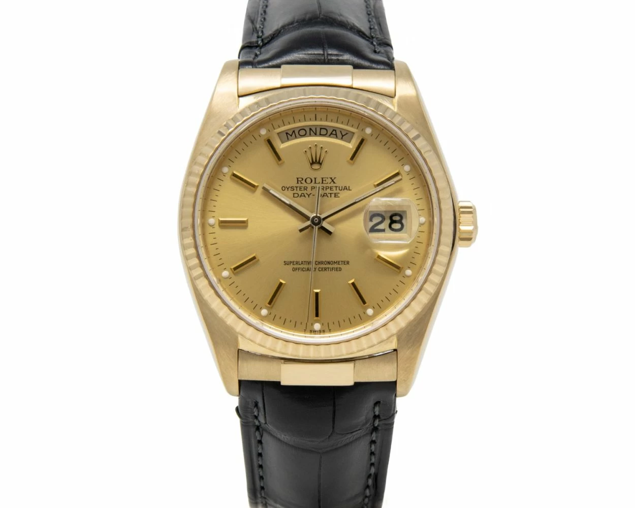 Rolex oyster perpetual day date leather strap clearance