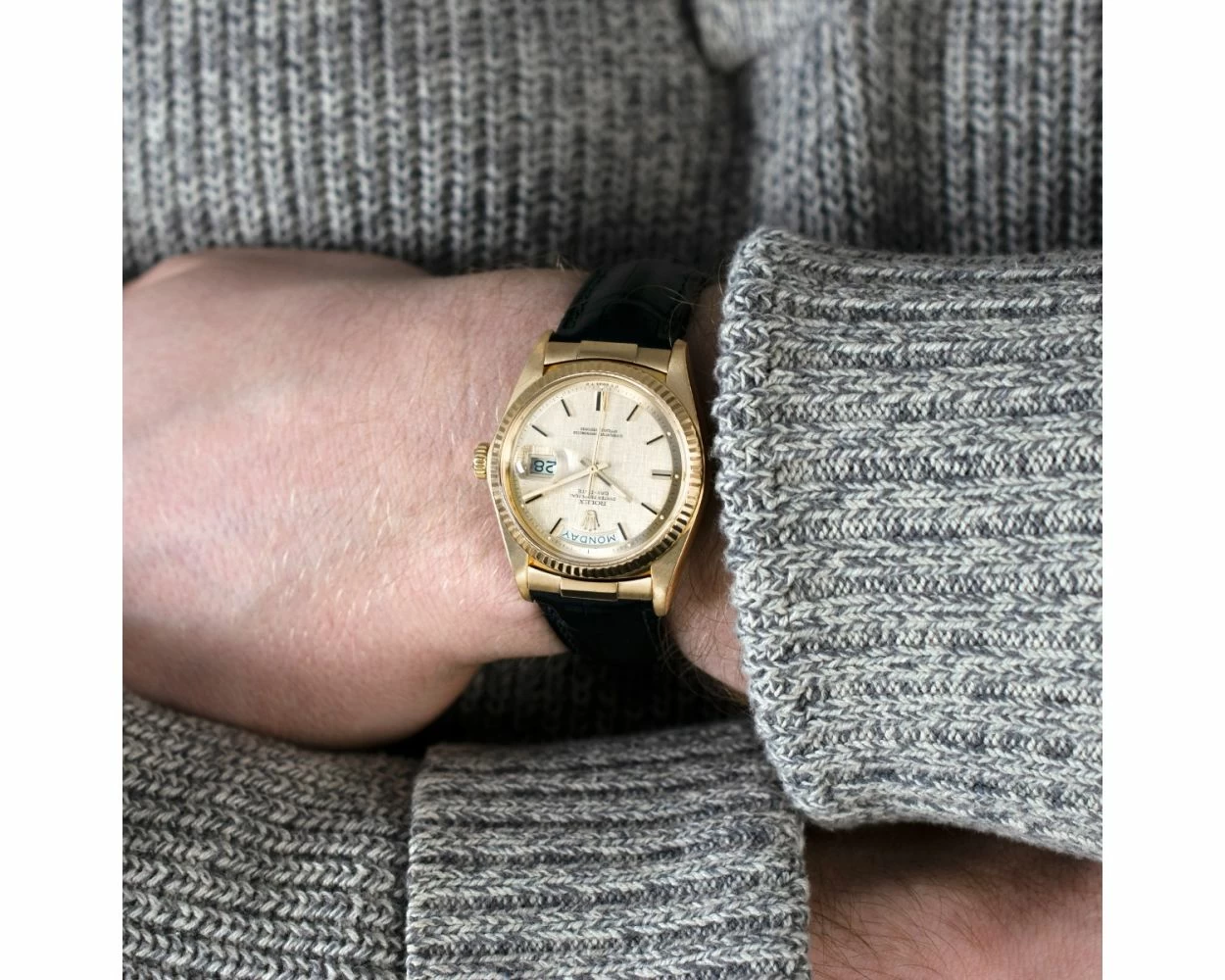 Buy Genuine Used Rolex Day Date 36 1803 Watch Champagne Linen Dial SKU CL 6