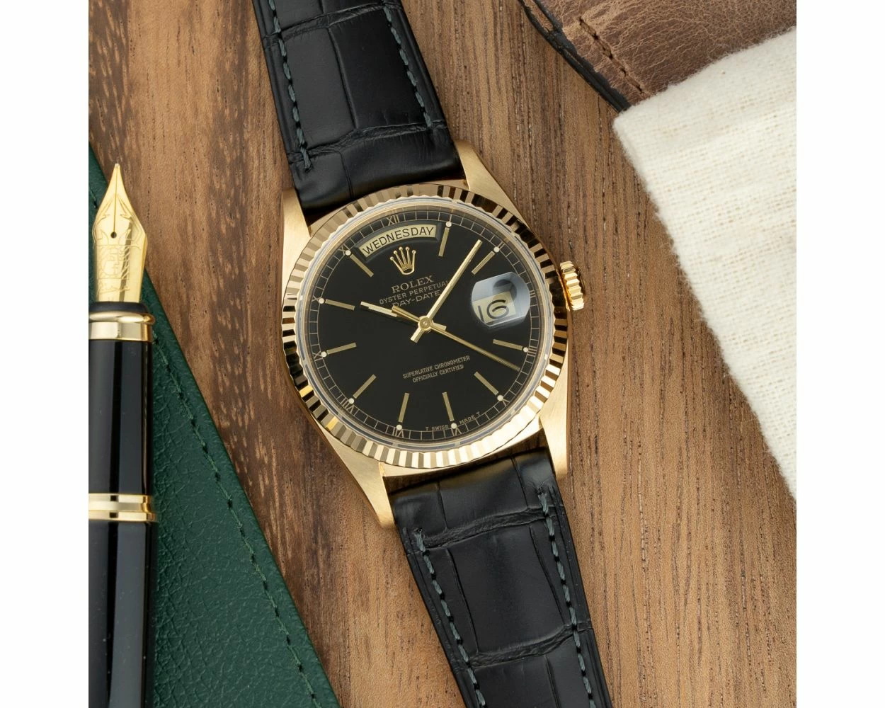 Rolex day date leather strap price clearance