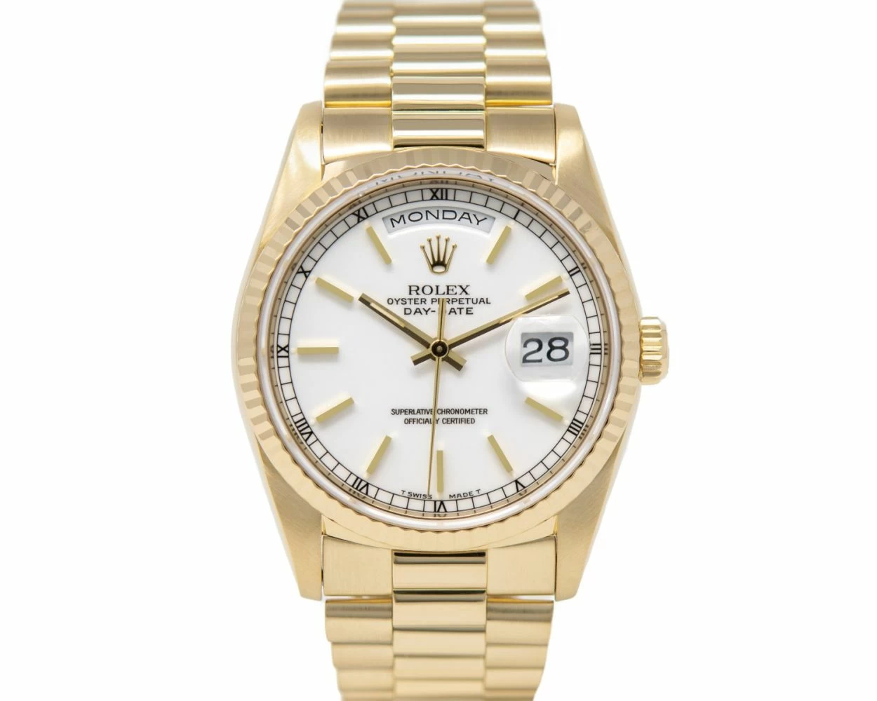Buy Genuine Used Rolex Day Date 36 18238 Watch White Dial SKU 1539