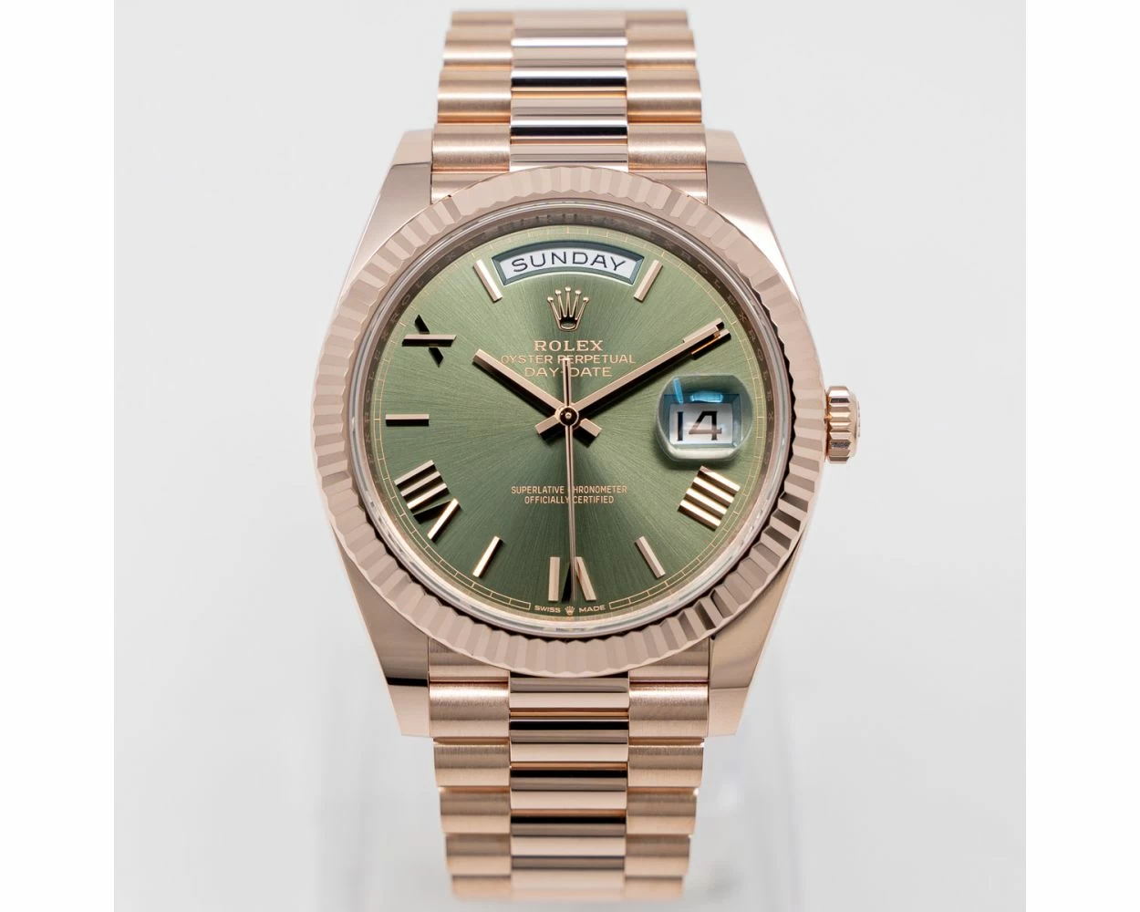 Rose gold presidential green face discount