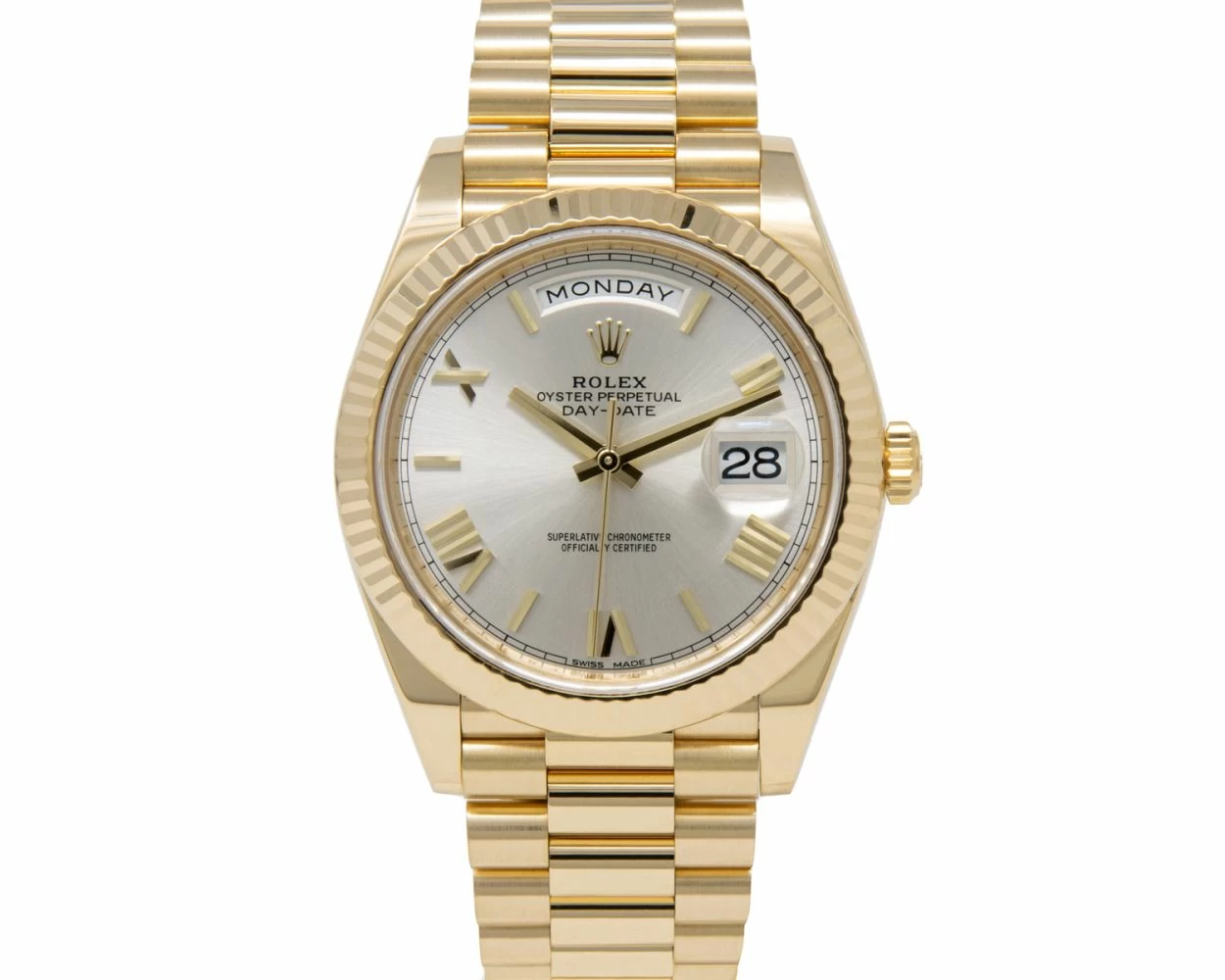 Day date 40 silver dial hot sale