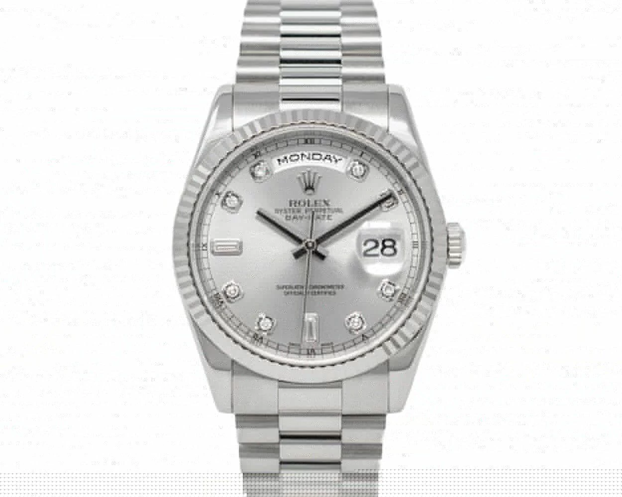 Rolex president silver on sale