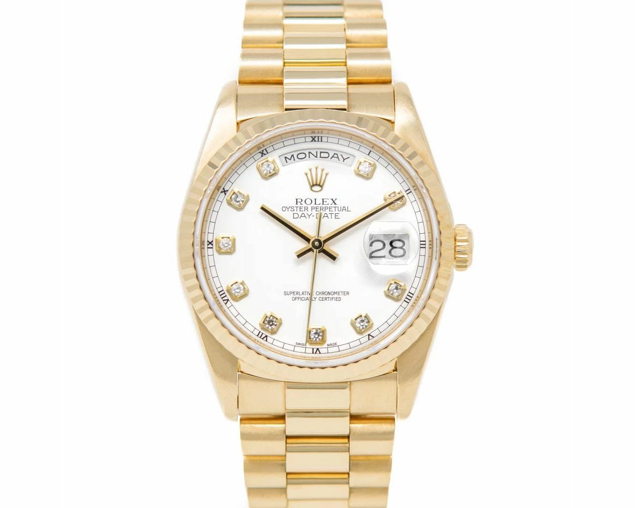 Gold rolex day date white face store