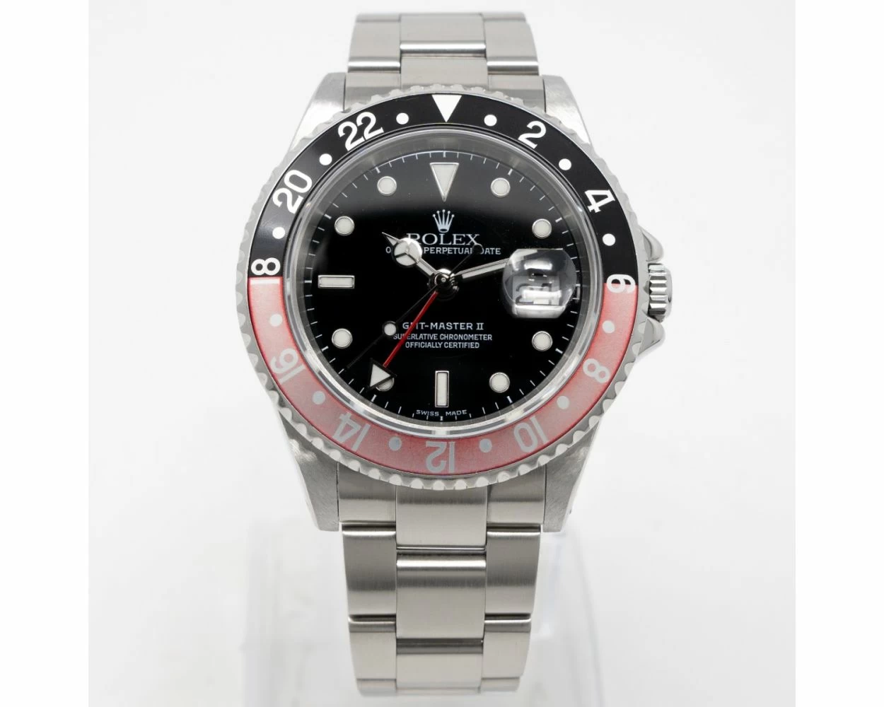 Rolex GMT Master II Black Dial Faded Red Black Coke Bezel Steel 16710