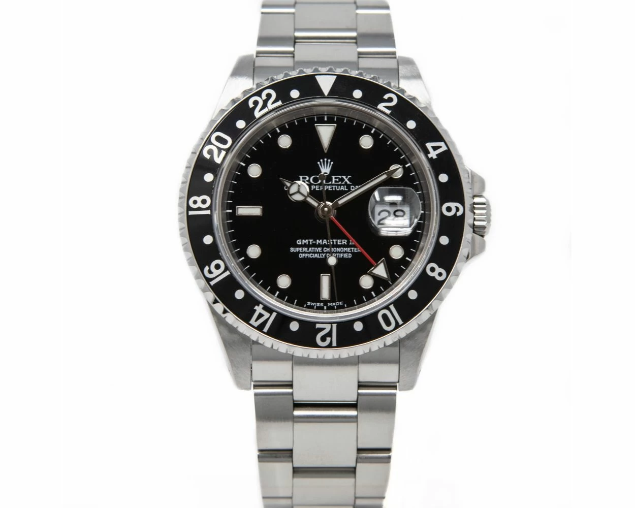 Rolex GMT Master II Black Dial Black Bezel Steel 16710