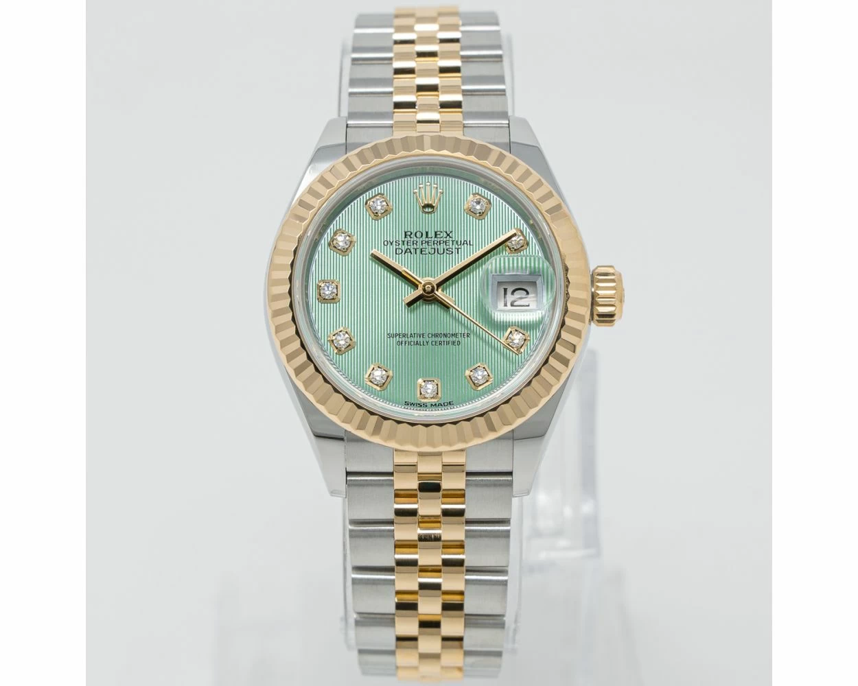 Buy Genuine Used Rolex Lady Datejust 28 279173 Watch Green Tapestry Dial SKU 9303