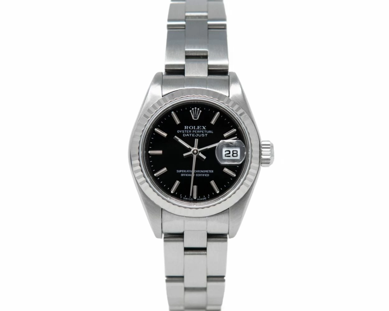 Rolex Lady-Datejust, Black Dial, Steel & White Gold, 69174