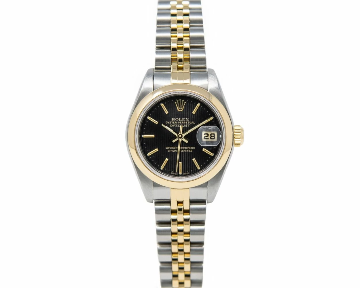 Rolex Lady-Datejust, Black Tapestry Dial, Steel & Gold, 79163