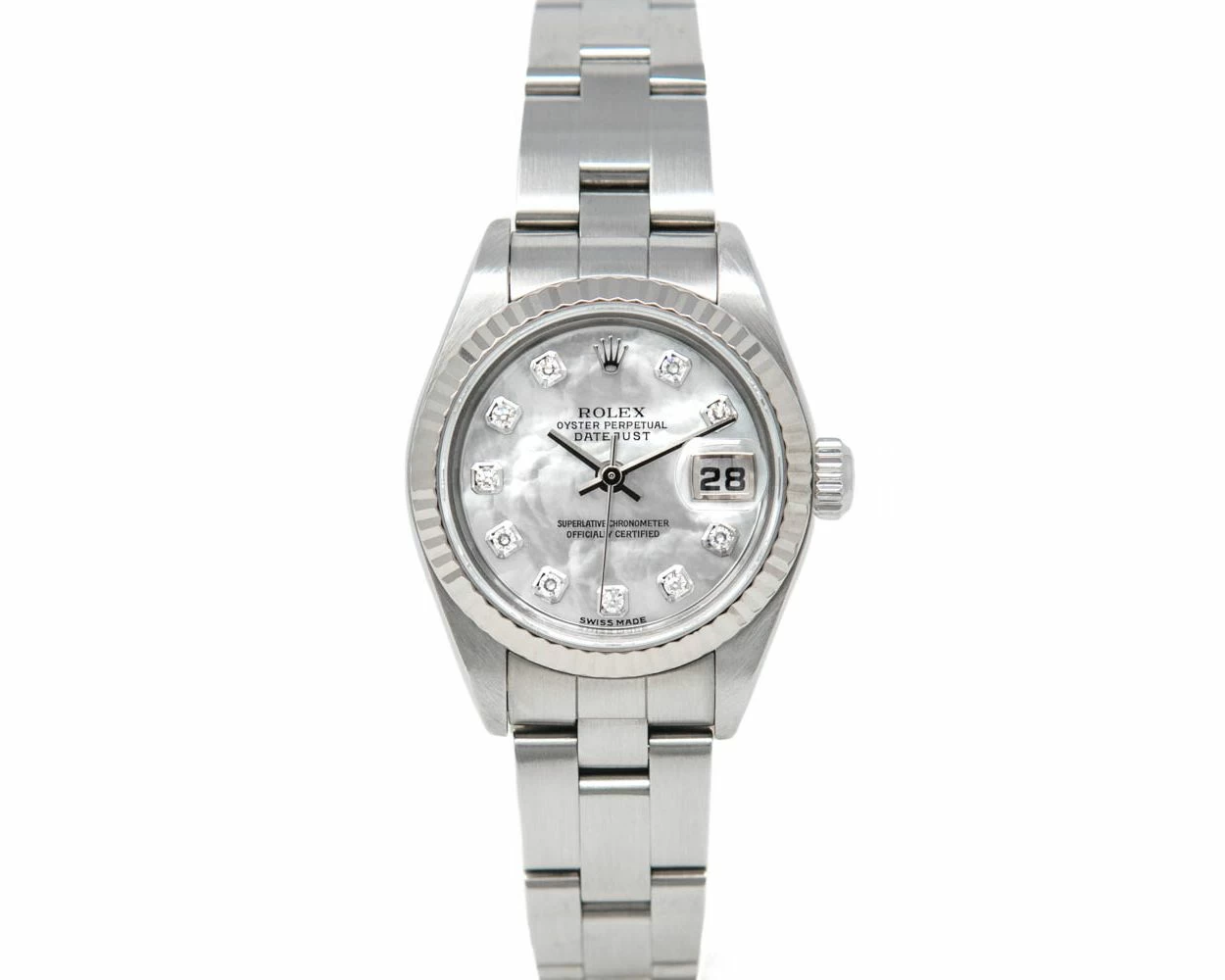 Rolex Lady Datejust Mother of Pearl Diamond Dial Steel White Gold 79174