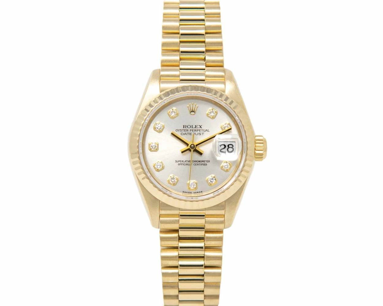 Rolex DateJust 26mm 69178 Diamond Gold Watch President Bracelet 