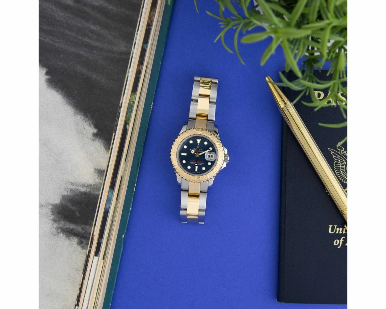 Buy Genuine Used Rolex Lady Yacht Master 69623 Watch Blue Dial SKU 3676