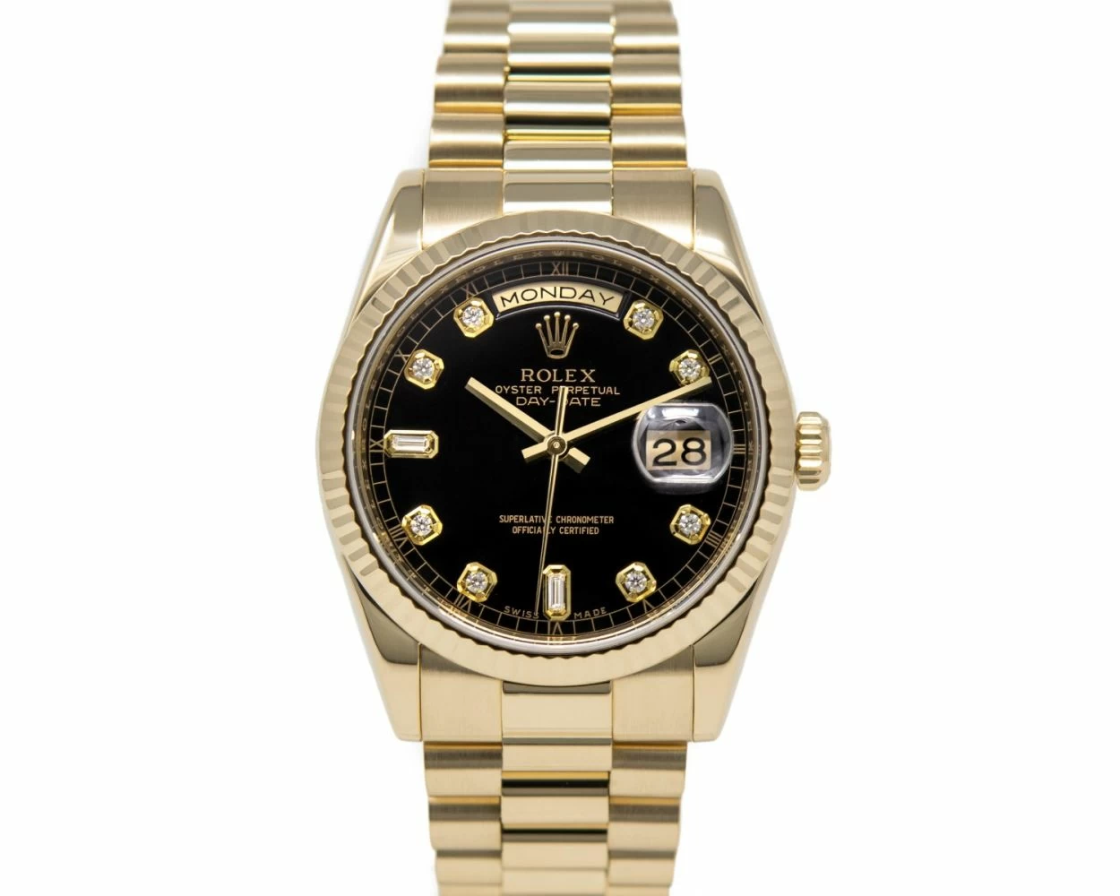 Rolex day date 36 black dial hot sale