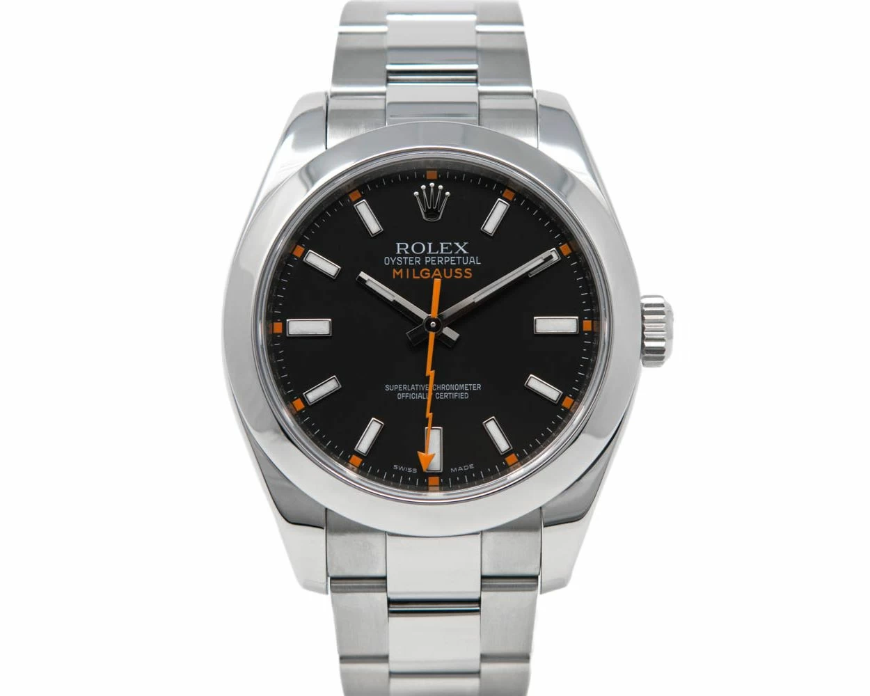 Buy Genuine Used Rolex Milgauss 116400 Watch Black Dial SKU 8887