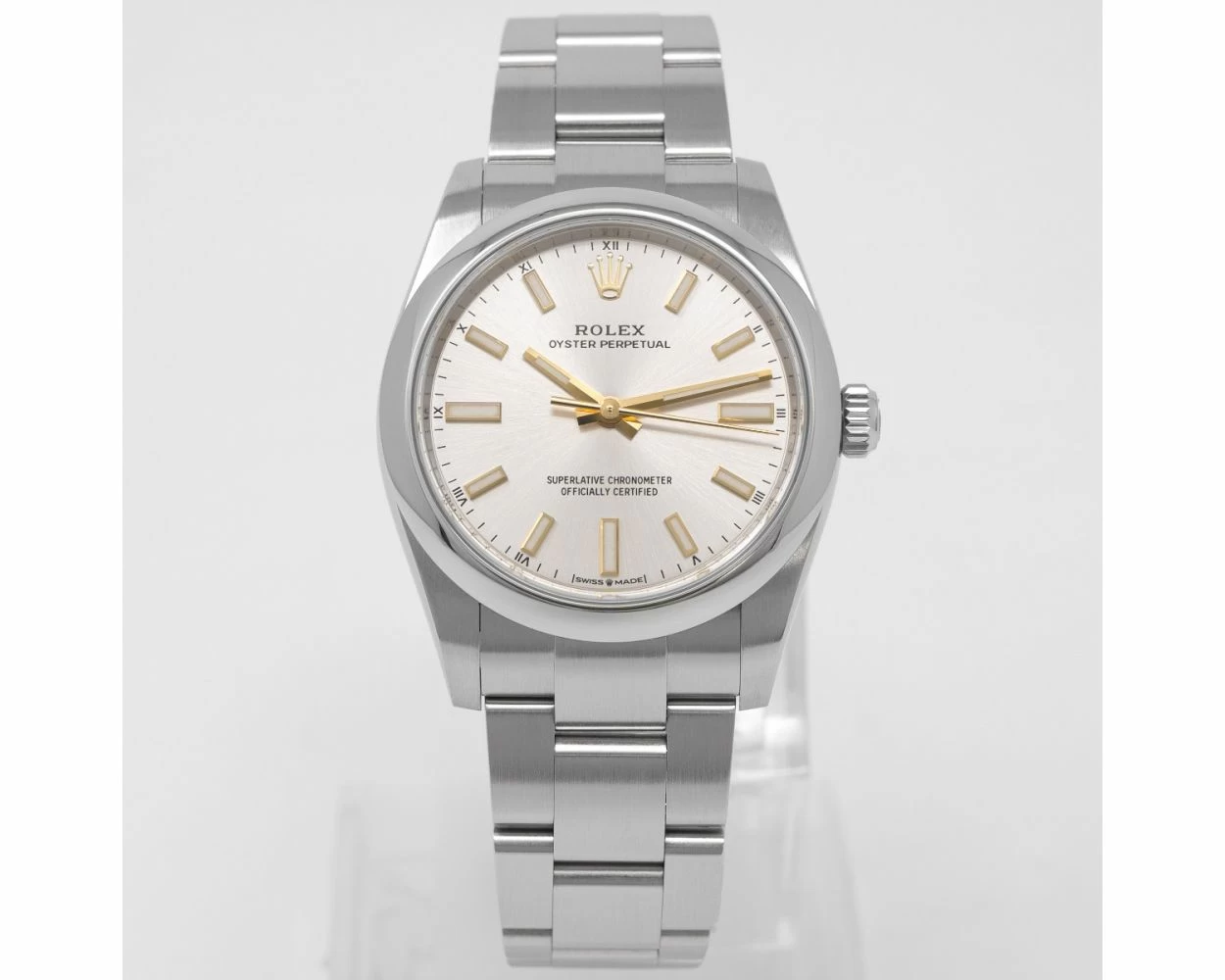 Buy Genuine Used Rolex Oyster Perpetual 34 124200 Watch Silver Dial SKU 5995