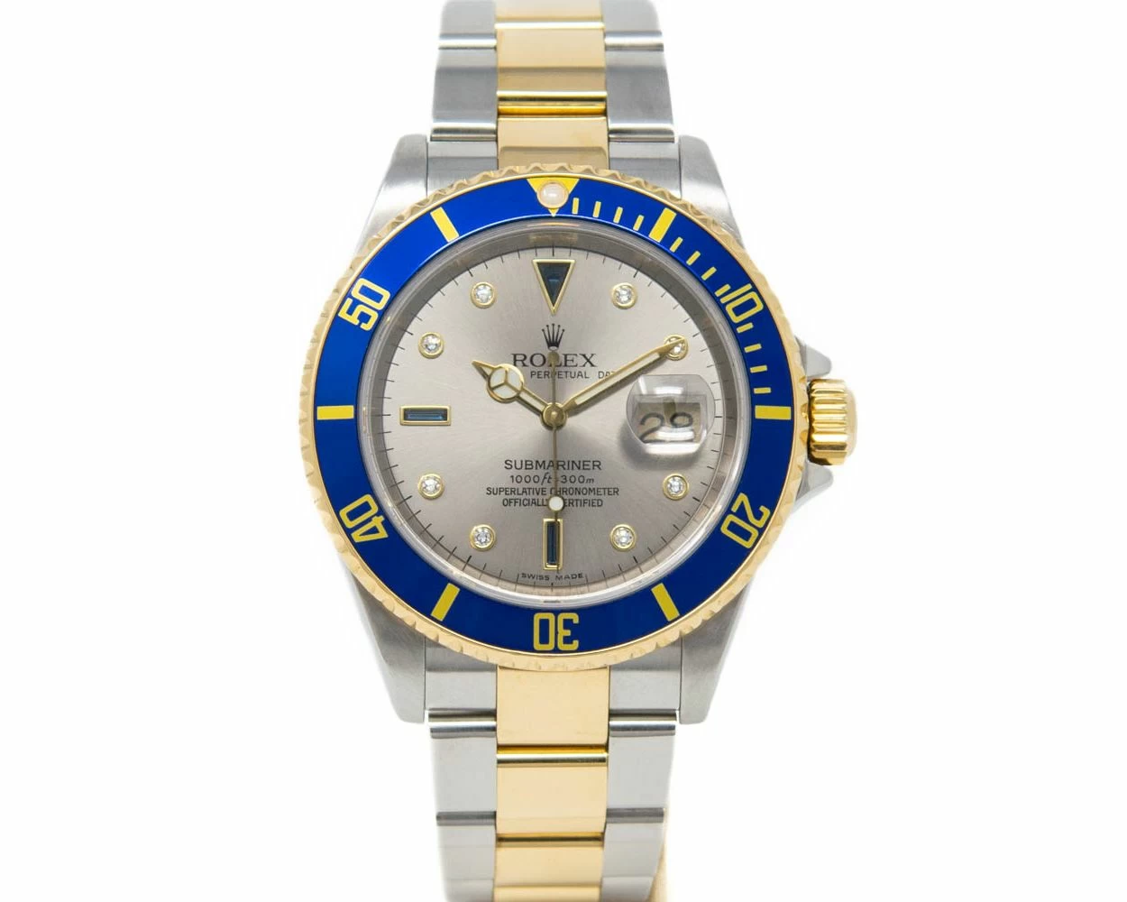 Rolex submariner date blue dial men's watch discount 16613lb
