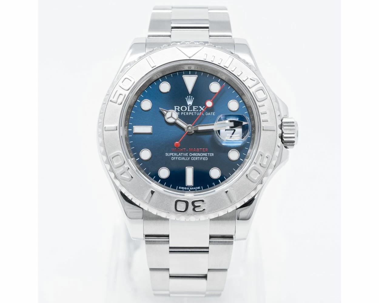 Pre-owned Rolex Yachtmaster Blue Dial (2016) Stainless Steel and Platinum #116622