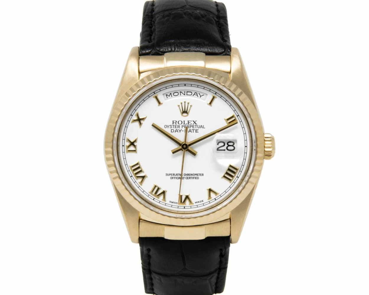 Rolex Day Date 36 White Roman Dial Yellow Gold 18238