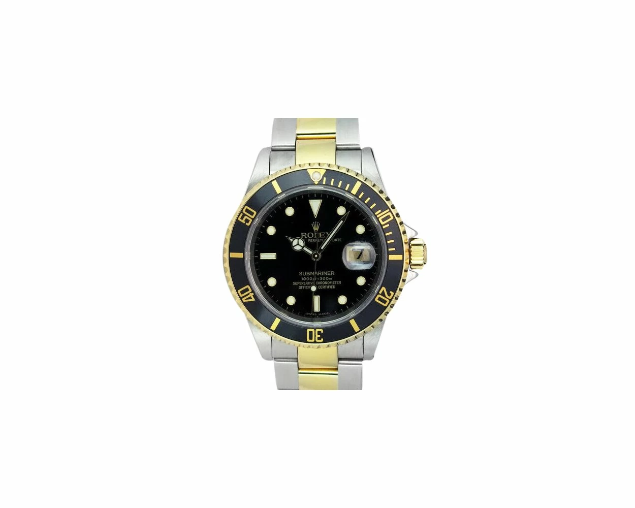 Rolex Submariner Stainless Steel Yellow Gold Black Dial on Bracelet 40mm 16613LN