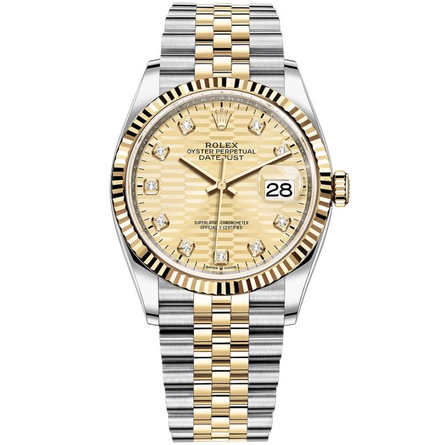Buy Genuine Rolex Datejust 36 126233 - Golden Fluted Motif, Oyster