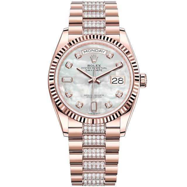 Buy Genuine Used Day-Date 36 128345RBR Watch - Pave Diamond Dial | SKU 6270
