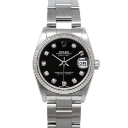 Rolex datejust black face diamonds hot sale