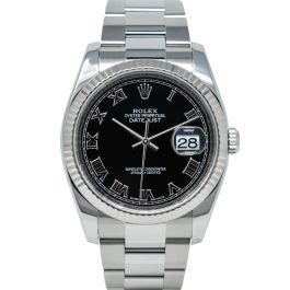 Rolex datejust black face roman numerals on sale