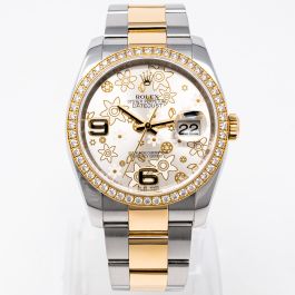 Buy Genuine Used Rolex Datejust 36 116243 Watch - Silver Floral