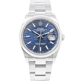 Buy Genuine Used Rolex Datejust 36 126200 Watch - Bright Blue Fluted Motif  Dial | SKU 7392