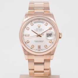 Rolex Day-Date 36, Silver Diamond Dial, Rose Gold, 118205