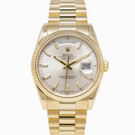 而今 Rolex Day-Date 36 Yellow Gold Silver Index President 118238