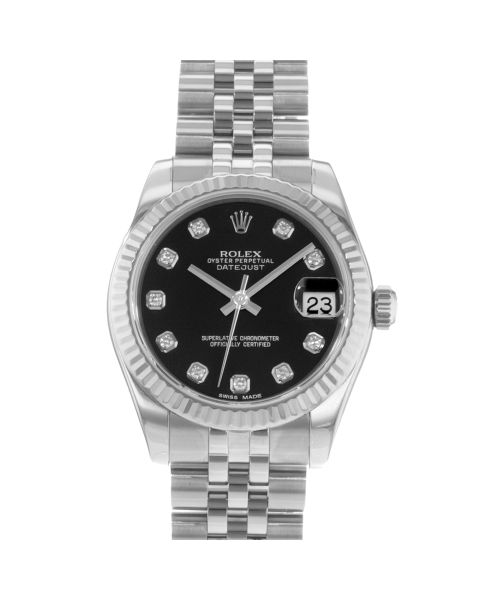 2014 Rolex Datejust 31, 178274, Steel & White Gold, Black Diamond Dial, Jubilee Bracelet, Box & Papers