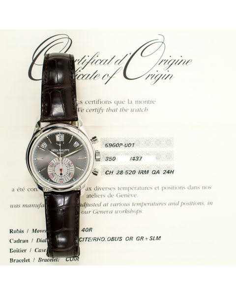 2006 Patek Philippe Complications 5960P-001, 40.5mm, Platinum, Grey Dial, Box & Papers