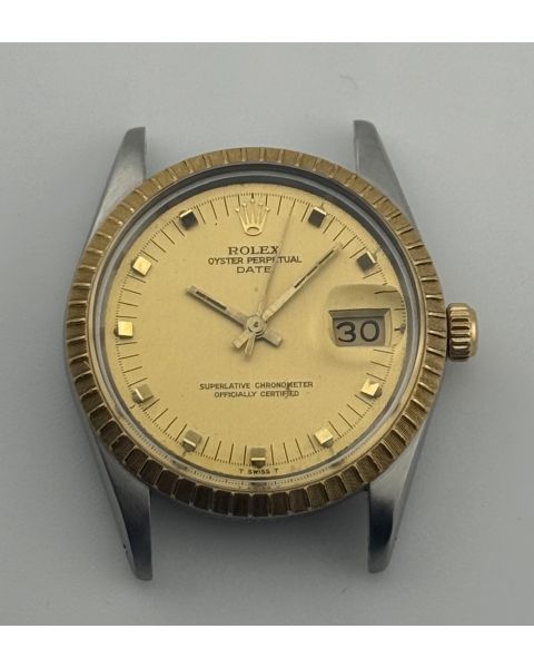 Rolex Date 34 15223, 34mm, Steel & Gold, Champagne Gold Peg Dial, Oyster Bracelet